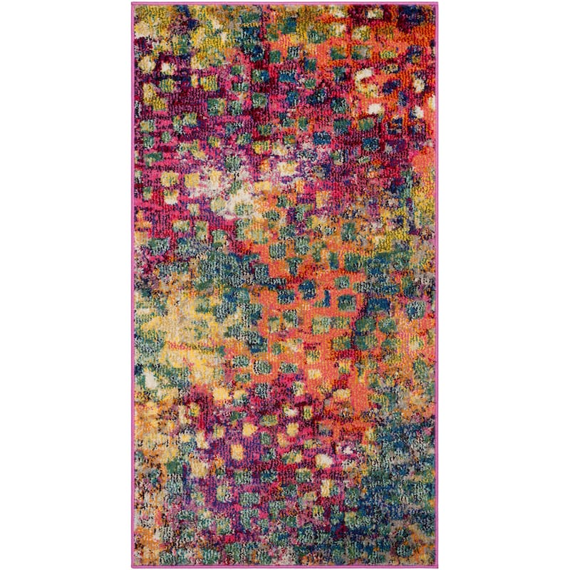SAFAVIEH Monaco Panna Boho Abstract Modern Watercolor Area Rug - 2'2" x 4' - Pink/Multi