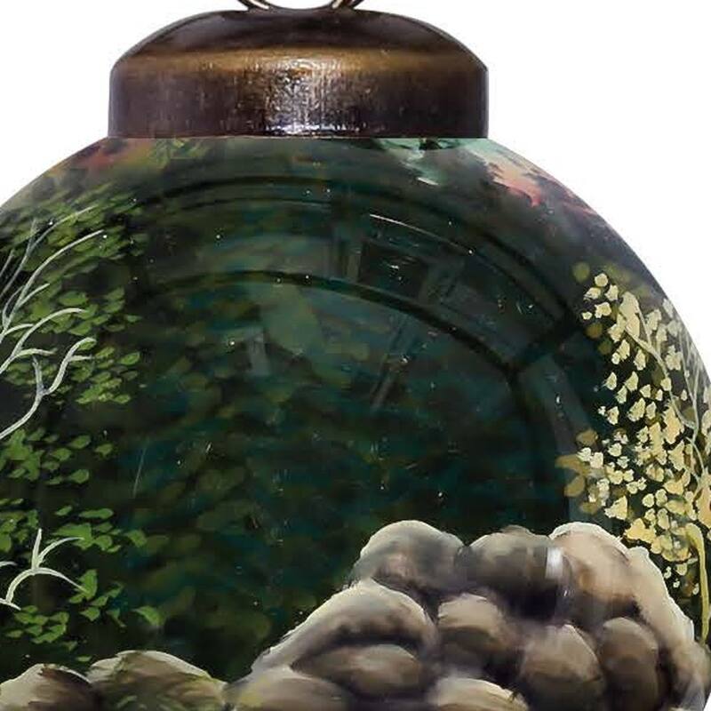 Scenic Life is Better at the Cabin Hand Painted Mouth Blown Glass Ornament - 3" x 3" x 3"