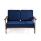 preview thumbnail 63 of 90, Casual Wood Outdoor Patio Sofa Loveseat with Cushion