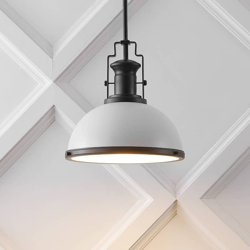 Deere Adjustable Iron/Glass Vintage LED Dome Pendant, by JONATHAN Y