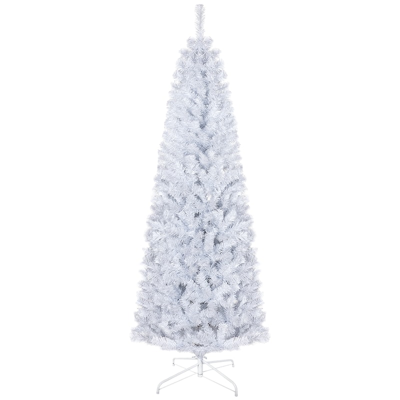 HOMCOM Unlit Slim Pencil Tree - Douglas Fir Style, Realistic Branches, White