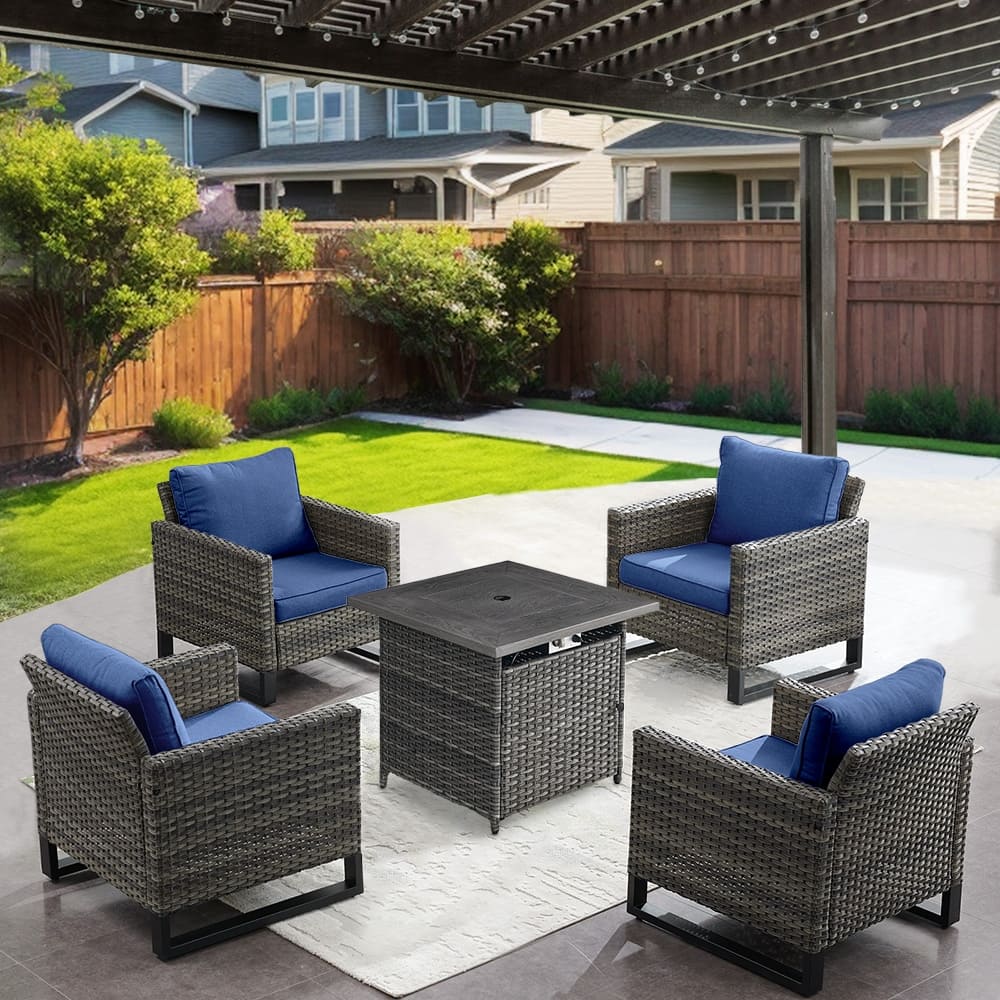 Gymojoy Outdoor Garden Chairs with Fire Pit Table Set of 5