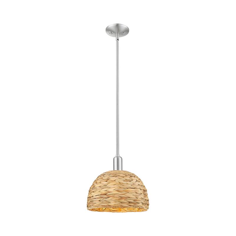 Innovations Lighting Endless Possibilities Arcadia - Woven Rattan - 1 Light 12" Stem Hung Mini Pendant