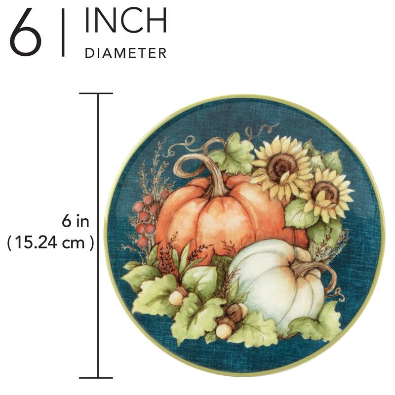 Certified International Autumn Breeze 6" Canape/Luncheon/Dessert Plates, Set of 4 - 6" x 6" x .75"