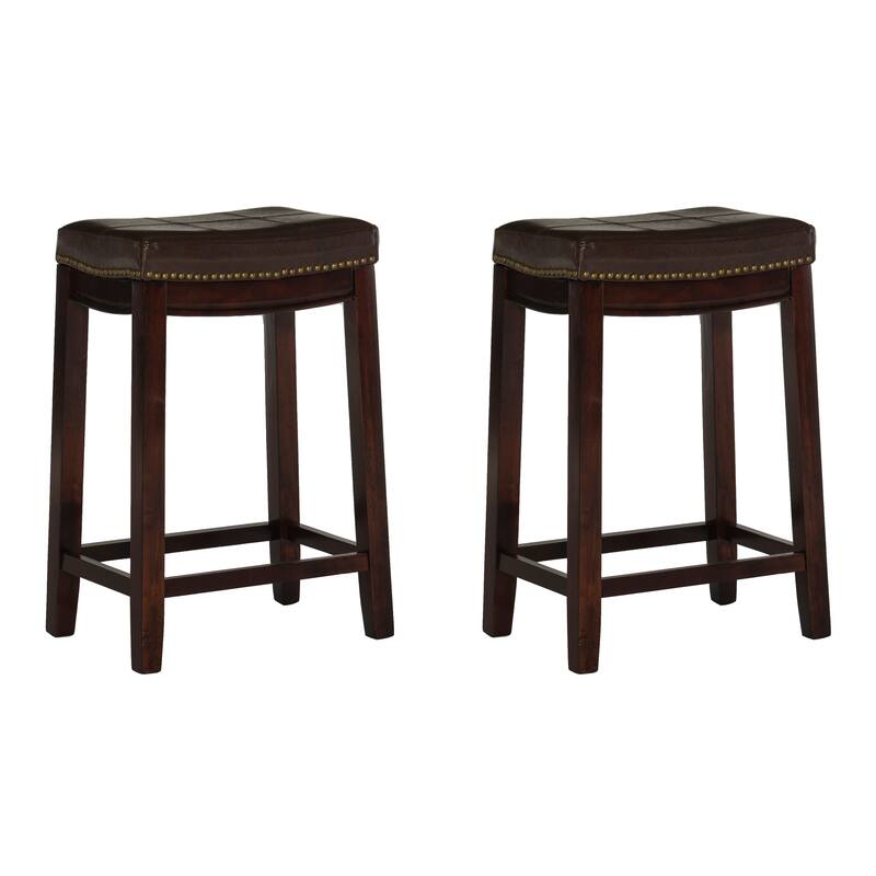 Linon Willamette Faux Leather Bar Stool (Set of 2) - Counter Height
