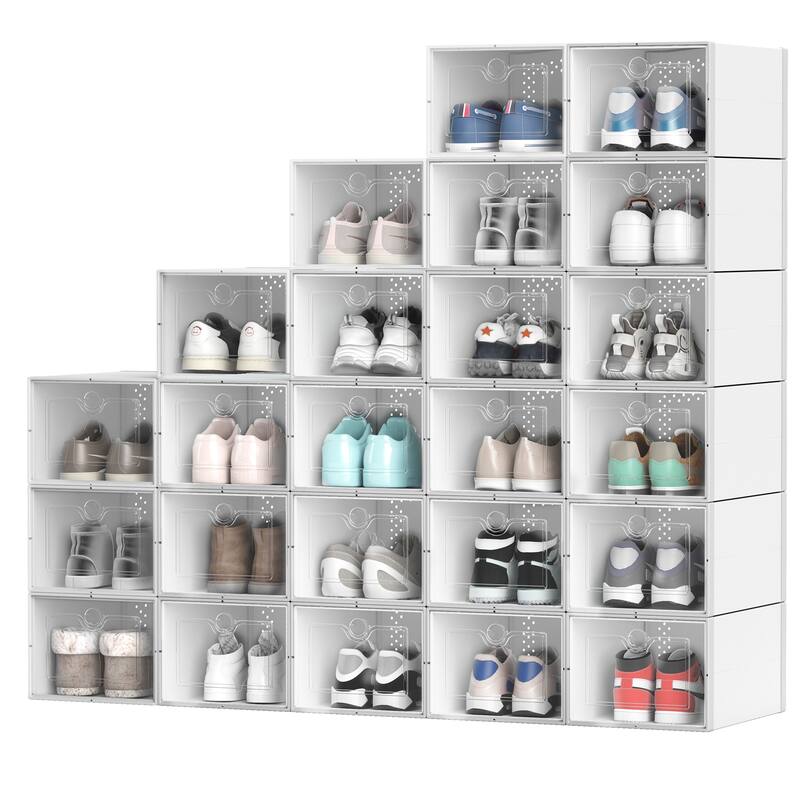 18 PCS Shoe Storage Organizers Stackable Shoe Storage Box Rack Containers Drawers