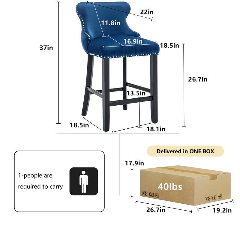 Upholstered Wing Back Bar Stools (Set of 6)