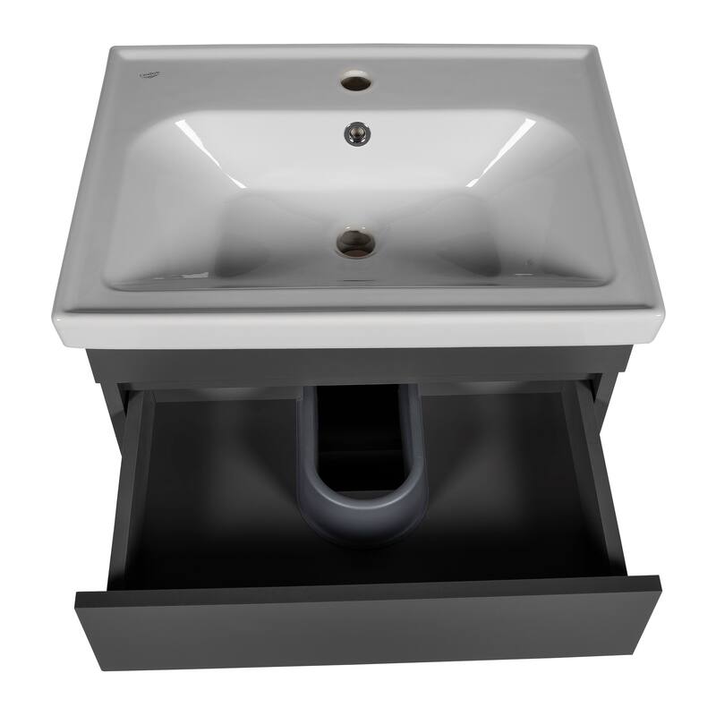 Modern Wall-Mounted Bathroom Vanity with Washbasin Niagara Gray Matte Non-Toxic MDF-24"-Omega R-line 40"