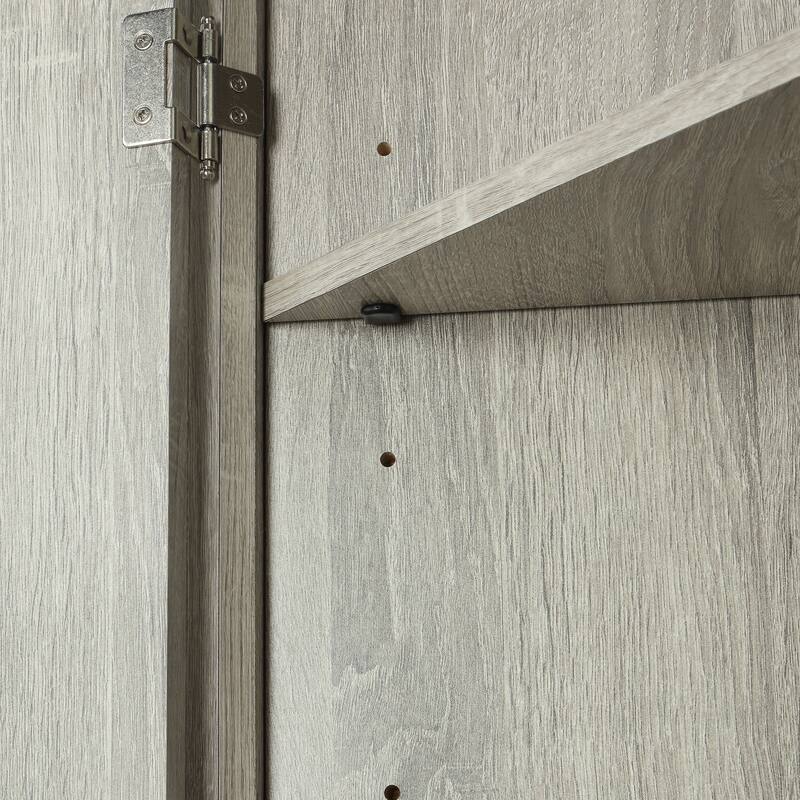 32" Wood 2-door Bathroom Corner Cabinet with Adjustable Shelves