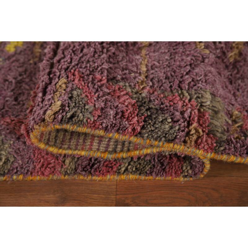 Purple Plush Moroccan Oriental Area Rug Handmade Wool Carpet - 9'0" x 12'8"
