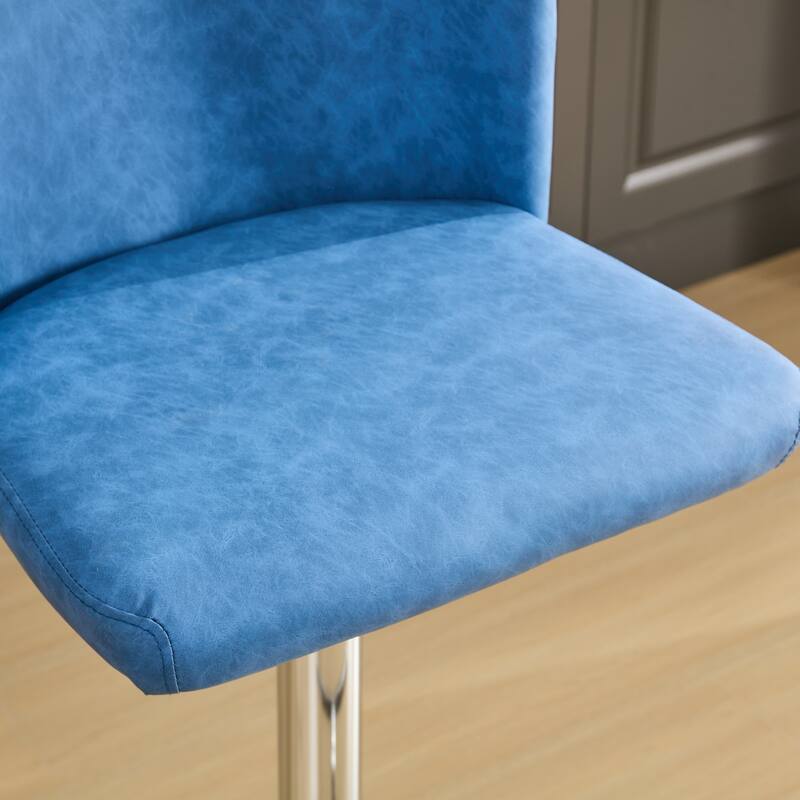 Modern PU Upholstered Bar Stools Set of 2, Swivel Barstools with Tufted Back, Adjustable Seat Height with Chrome Base