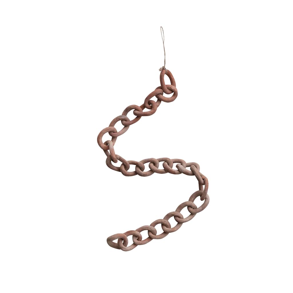 Long Handmade Terra-cotta Chain Decor, Distressed Finish