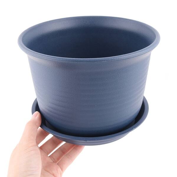 Balcony Office Round Plant Holder Container Flower Pot Tray Navy Blue Navy Blue On Sale Overstock 28783930