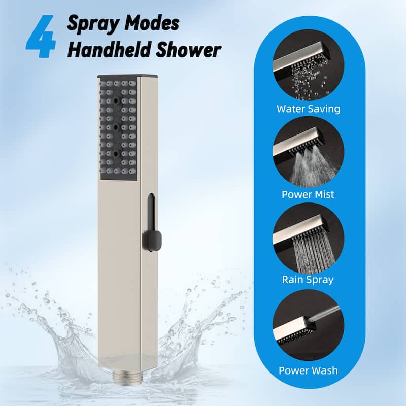 10" All Metal High Pressure Rain Shower with 4-spray Handheld Shower