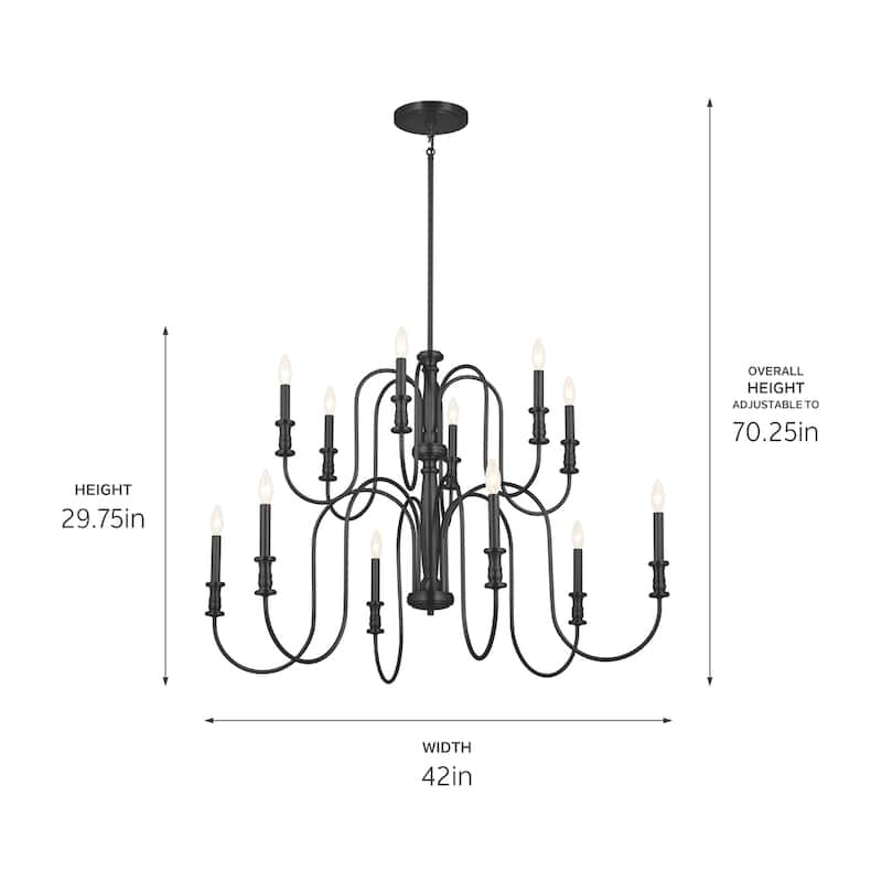 Kichler Lighting Karthe 42 inch 12-Light Chandelier Black