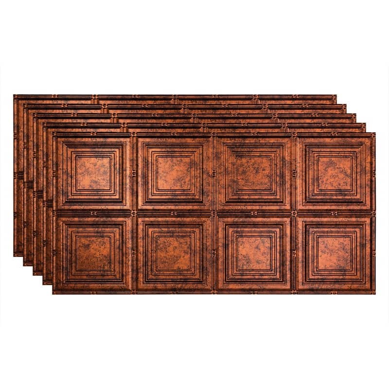 FASÄDE Portrait Decorative Vinyl 2ft x 4ft Glue Up Ceiling Panel in Moonstone Copper (5 Pack) - 5 Pack - Moonstone Copper