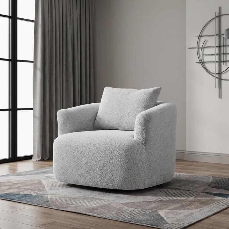 360° Swivel Accent Chair with Throw Pillow by Harper&Bright Designs - Light Gray