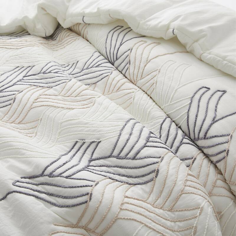 All Season Rope Embroidery Comforter Set, Elegant Quilted Down Alternative Bedding Set
