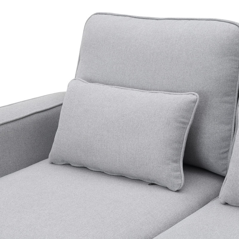 104" modern linen four seater sofa with armrest pockets