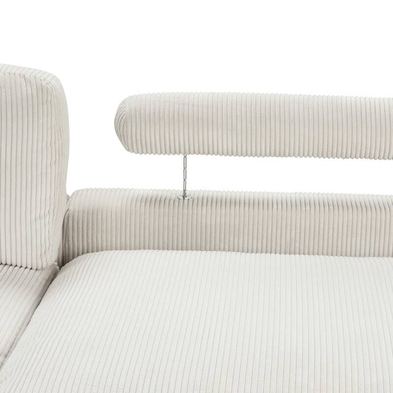 Furniture of America Sienta Modern 8-Piece Corduroy Modular Sectional with 2 Ottomans