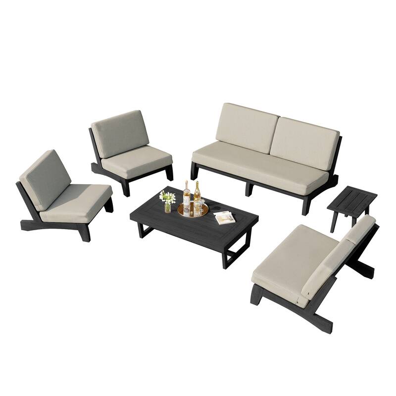 8-Piece Outdoor Sofa Set with Loveseat, 2 Club Chairs & Matching Tables