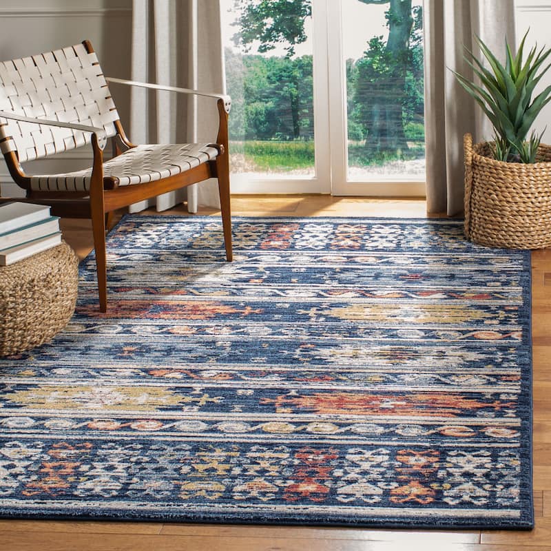 SAFAVIEH Charleston Vintage Leidy Bohemian Rug - 5'3" x 7'6" - Navy/Ivory