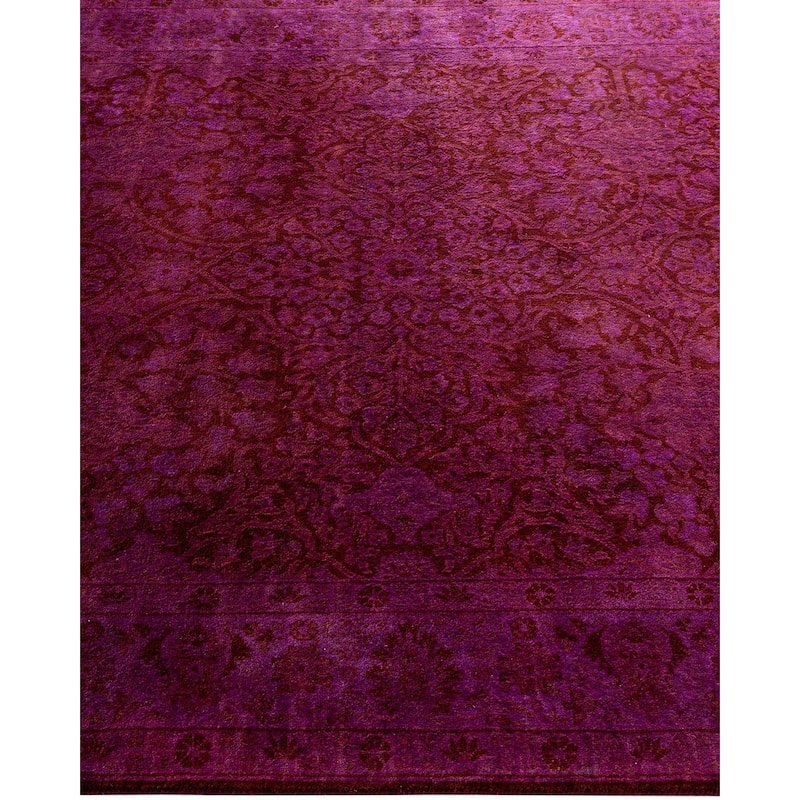 Overton Hand Knotted Wool Vintage Inspired Modern Contemporary Overdyed Purple Area Rug - 4' 0" x 6' 3"