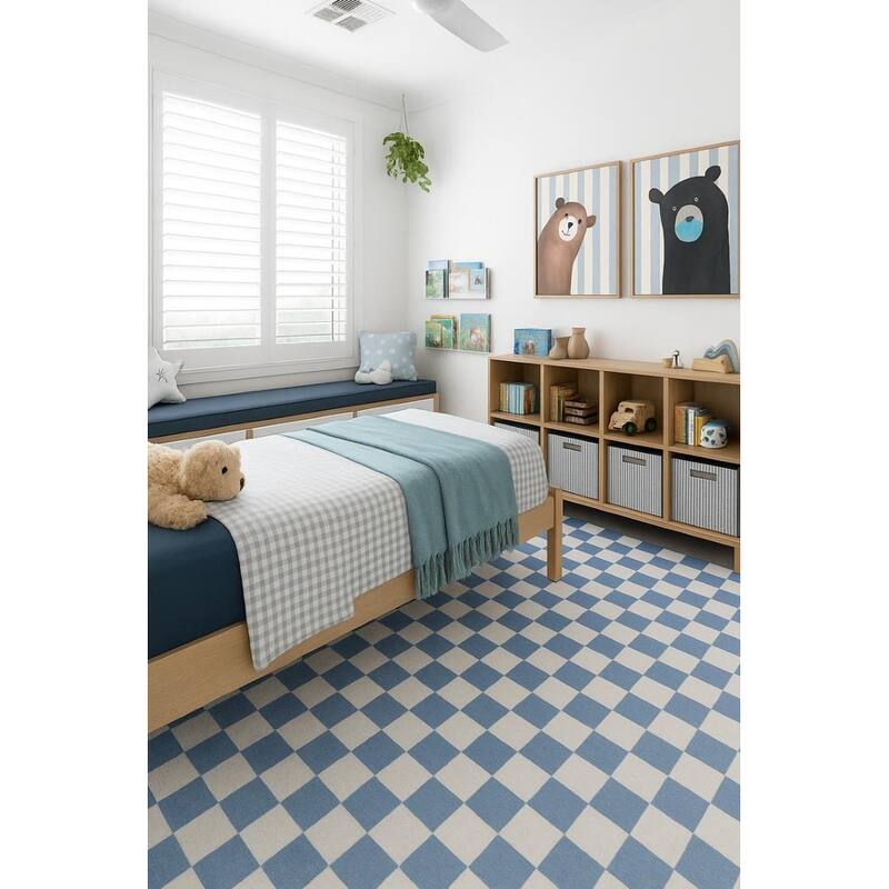 Rug Branch Kids Metro Checkered Harbor Blue Indoor Soft Area Rug