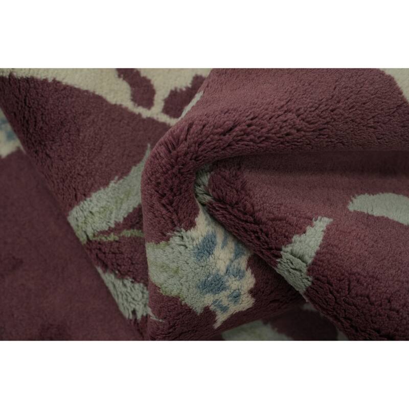 Hand Knotted Oriental 100% Wool Carpet Modern All-Over Purples Gabbeh Area Rug - 9' 1'' X 6' 2''