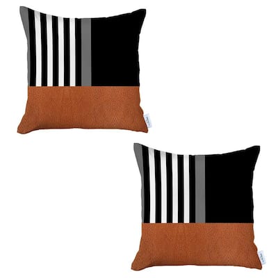 Boho-Chic Decorative Vegan Faux Leather Pillow Covers 2 PCS