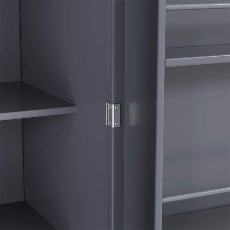 Freestanding Tall Cupboard Storage Cabinet w/ 8 Door Shelves, 3 Drawer
