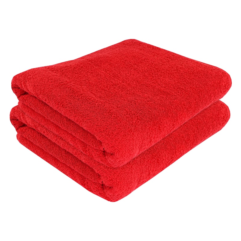 Large Bath Towel - Ultra-Absorbent Natural Cotton Bath Sheet Towel for Bathroom - 40 x 80 Inches Thick Luxury Bath Towel - Eponj Red - Pack of 2