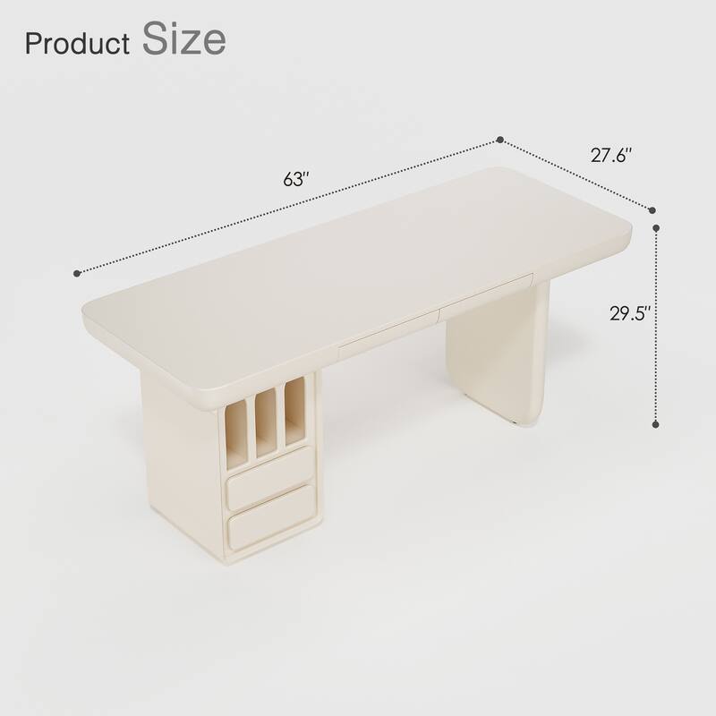 Modern Cream Large Desk with Drawers for Computer Office