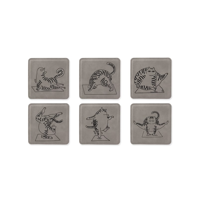 Yoga Cat Coasters for drinks Coaster set with holder-Birthday,Wedding,Valentines
