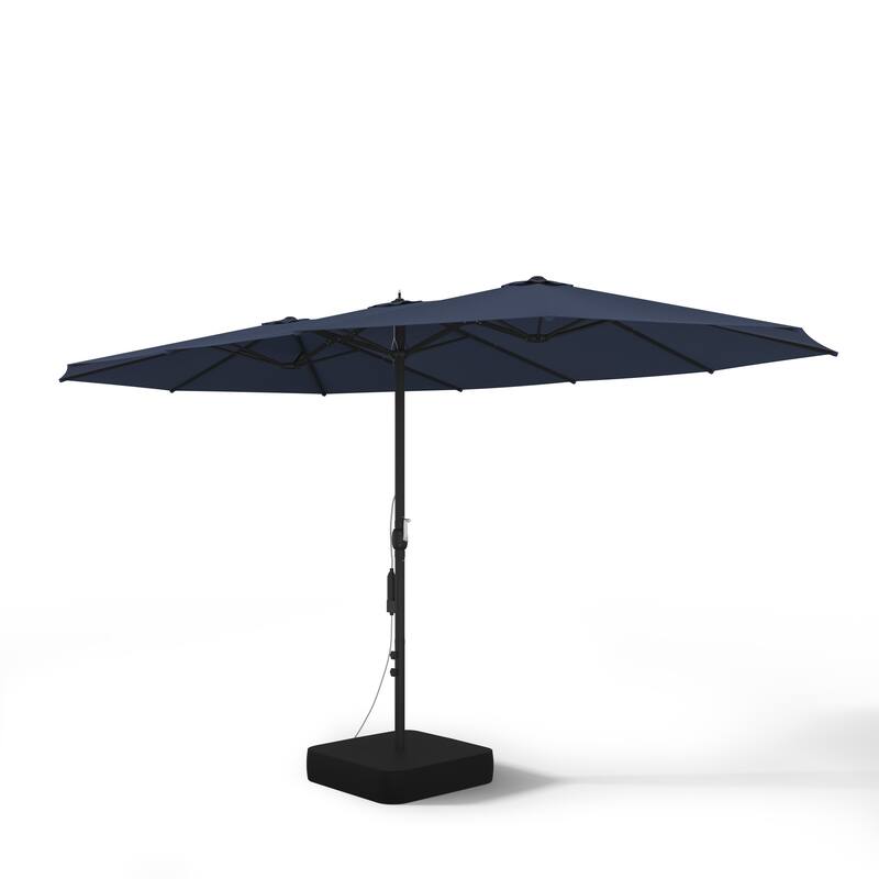 15 FT Double-Sided Patio Umbrella with Base Included, Electric Misting System 4-Level Wind Resistant Outdoor Market Umbrella