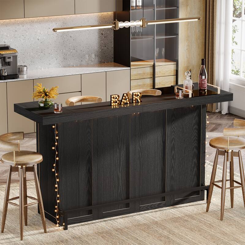 70.9-Inch 4-Tier Bar Table, Large Wooden Home Bar Unit