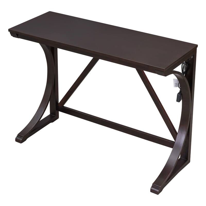 Farmhouse 3-Piece Counter Height Dining Table Set with Built-in USB Ports and Upholstered Stools for Small Spaces