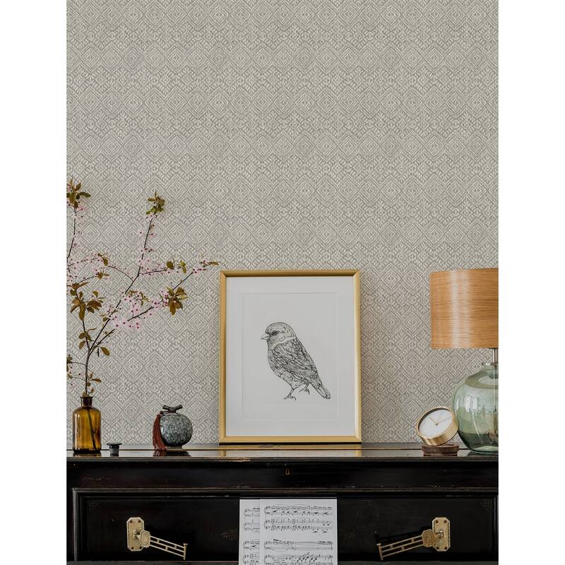 A-Street Prints Gallivant Grey Woven Geometric Wallpaper