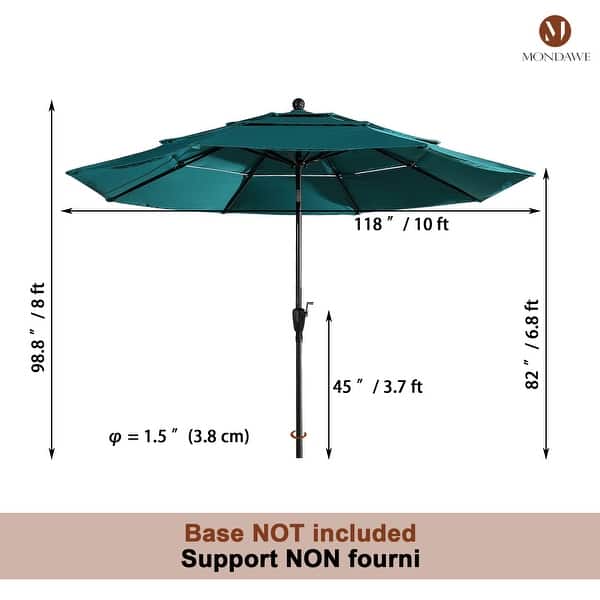 dimension image slide 4 of 7, 10ft Patio Market Umbrella with Double Airvent