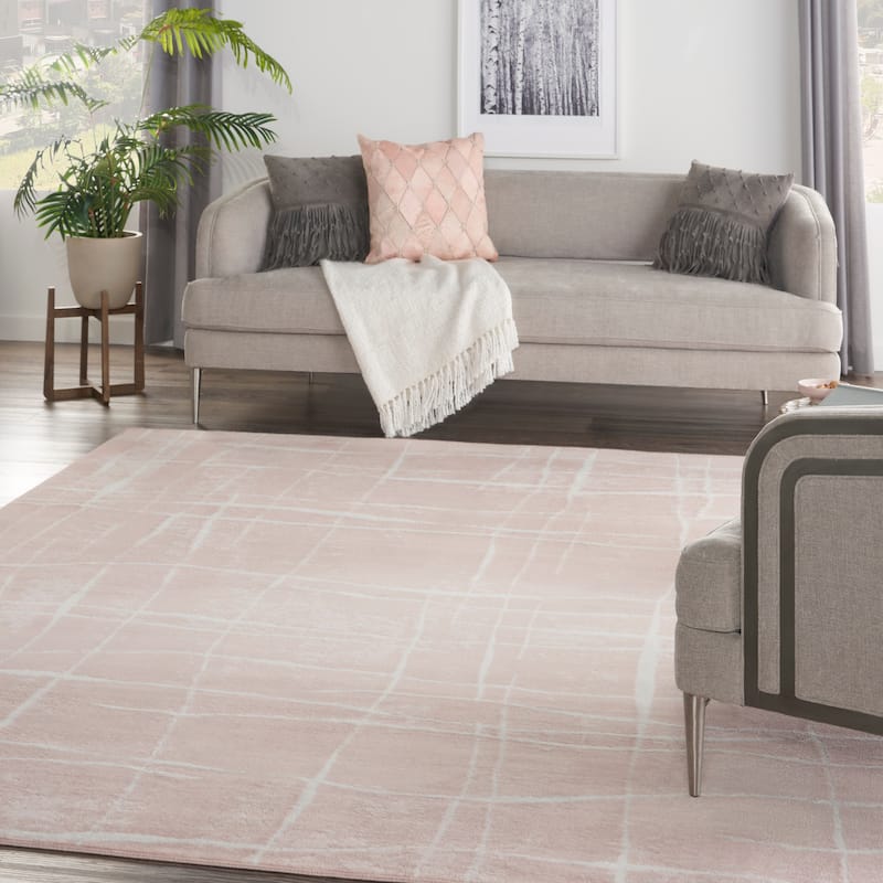 Nourison Whimsicle Modern Lines Abstract Area Rug - 8' x 10' - Pink Ivory - Runner/Rectangle