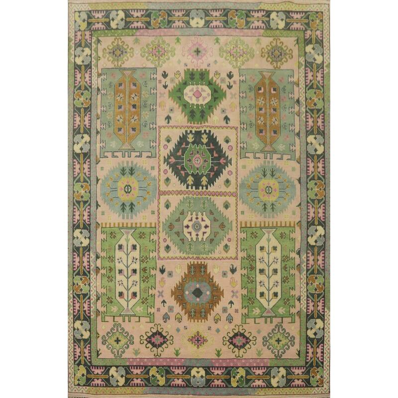 Hand-knotted Traditional Wool Peach Geometric Oriental Area Rug - 12' 0'' X 9' 0''