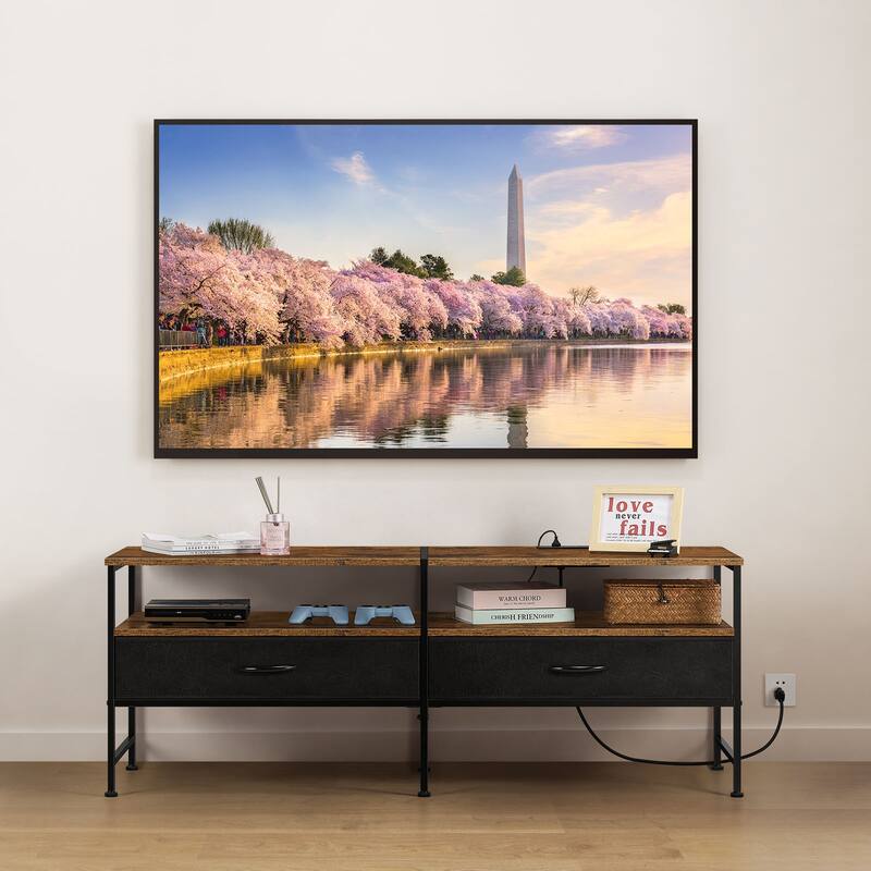 TV Stand Entertainment Center with Storage Drawers - Brown