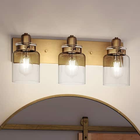 Luxury Vintage Bath Light, 8.625"H x 21.625"W, with Farmhouse Style, Olde Brass, BWP4192 by Urban Ambiance - 21.63