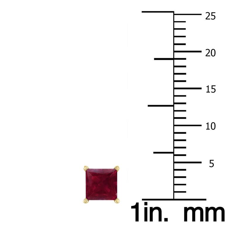Marquee 14K Yellow Gold 4MM Square Ruby Earrings