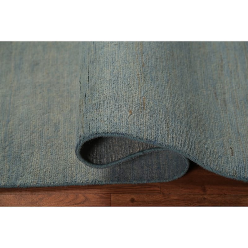 Light Blue Gabbeh Oriental Runner Rug Handmade Wool Carpet - 3'3" x 6'6"