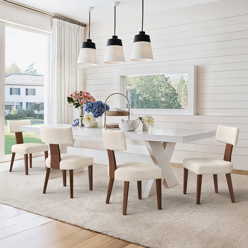 Solid Wood (2/4/6-Piece Set) Upholstered Dining Chairs - 19.1"D x 19.4"W x 33.6"H - Set of 4 - Yellow