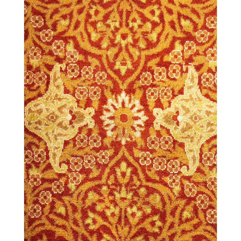 Overton Handknotted Wool Traditional Oriental Orange Area Rug - 12' x 18'