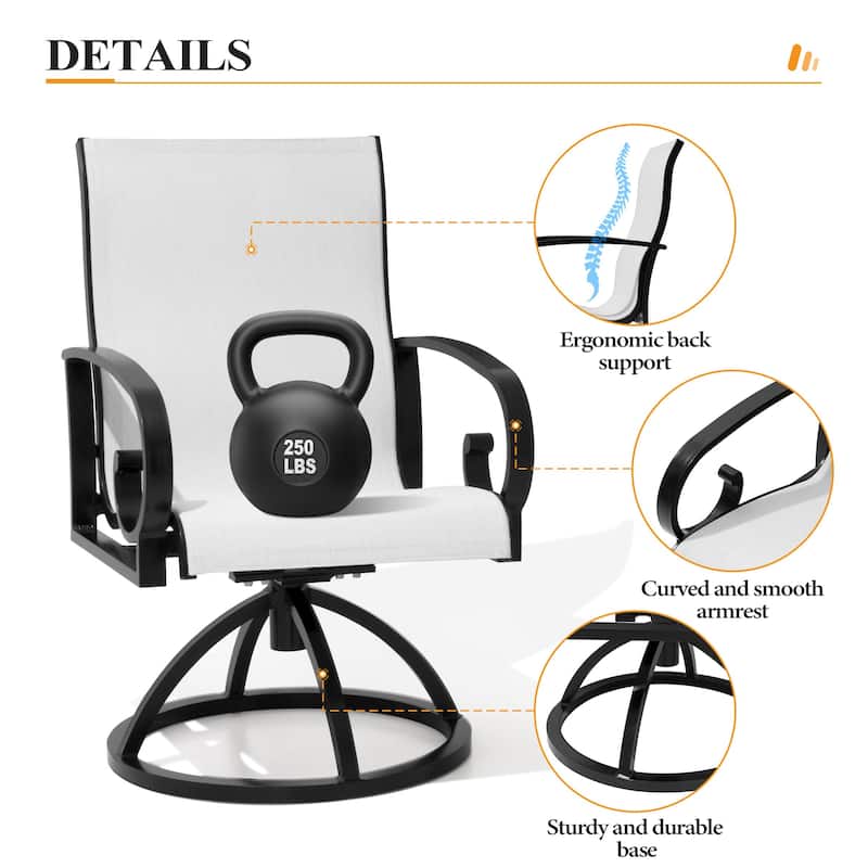 7/9-Piece Outdoor Dining Set Aluminum Dining Table with Sunbrella Swivel Chair