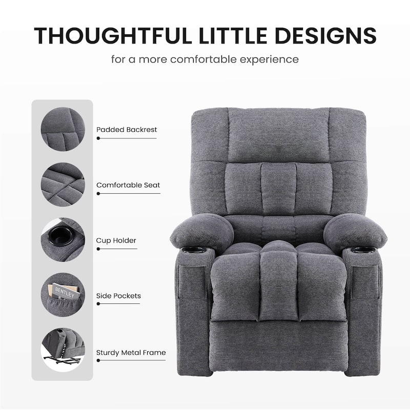 Recliner Chair, Reclining Massage Chair with Heat, Home Theater Seating Electric Power Lift Chair for Living Room