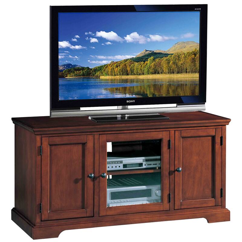 Leick Home Solid Wood Mission Oak Three Door TV Stand